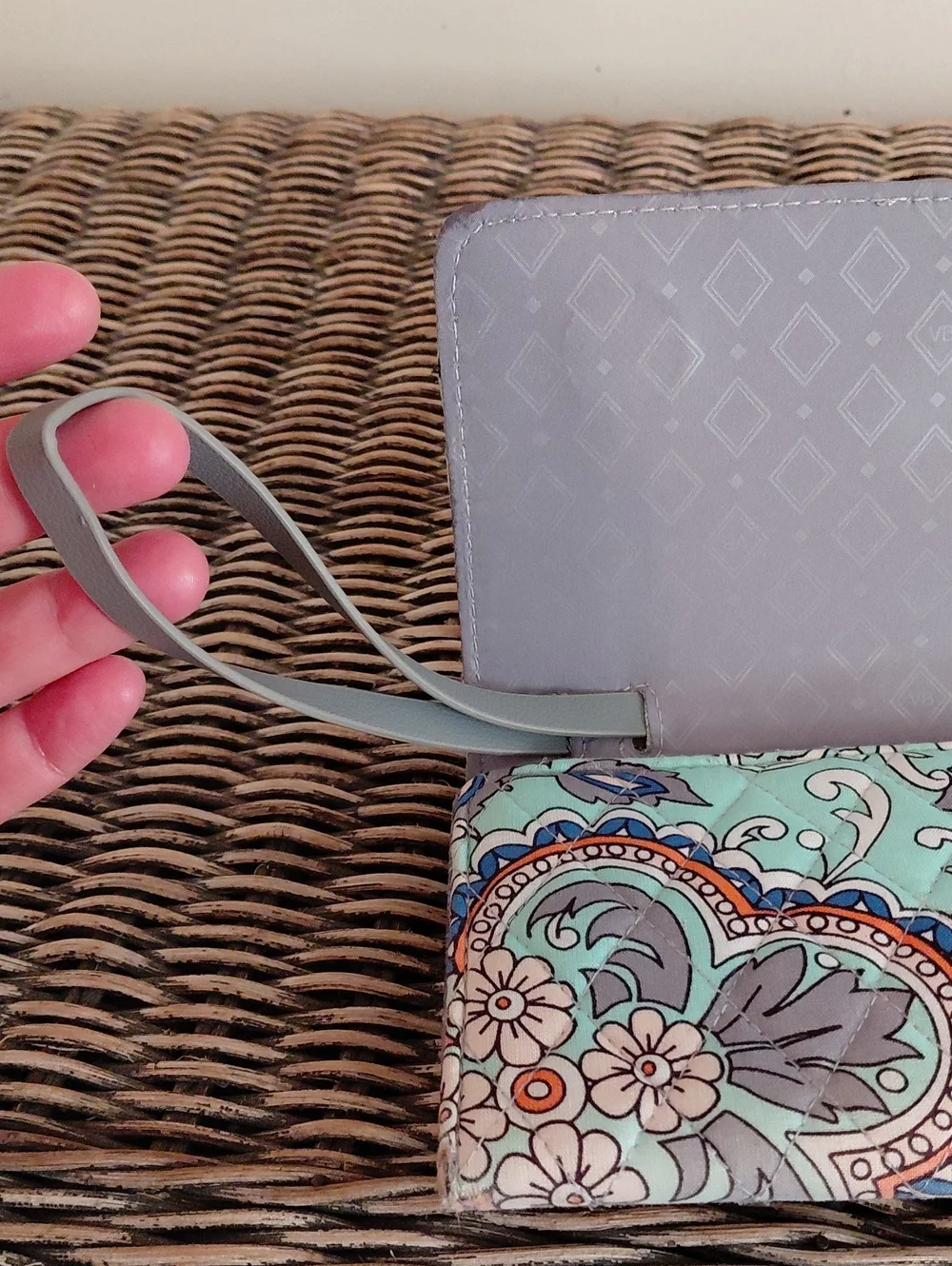 Vera Bradley Mint and Blue Quilted Floral Wristlet Wallet